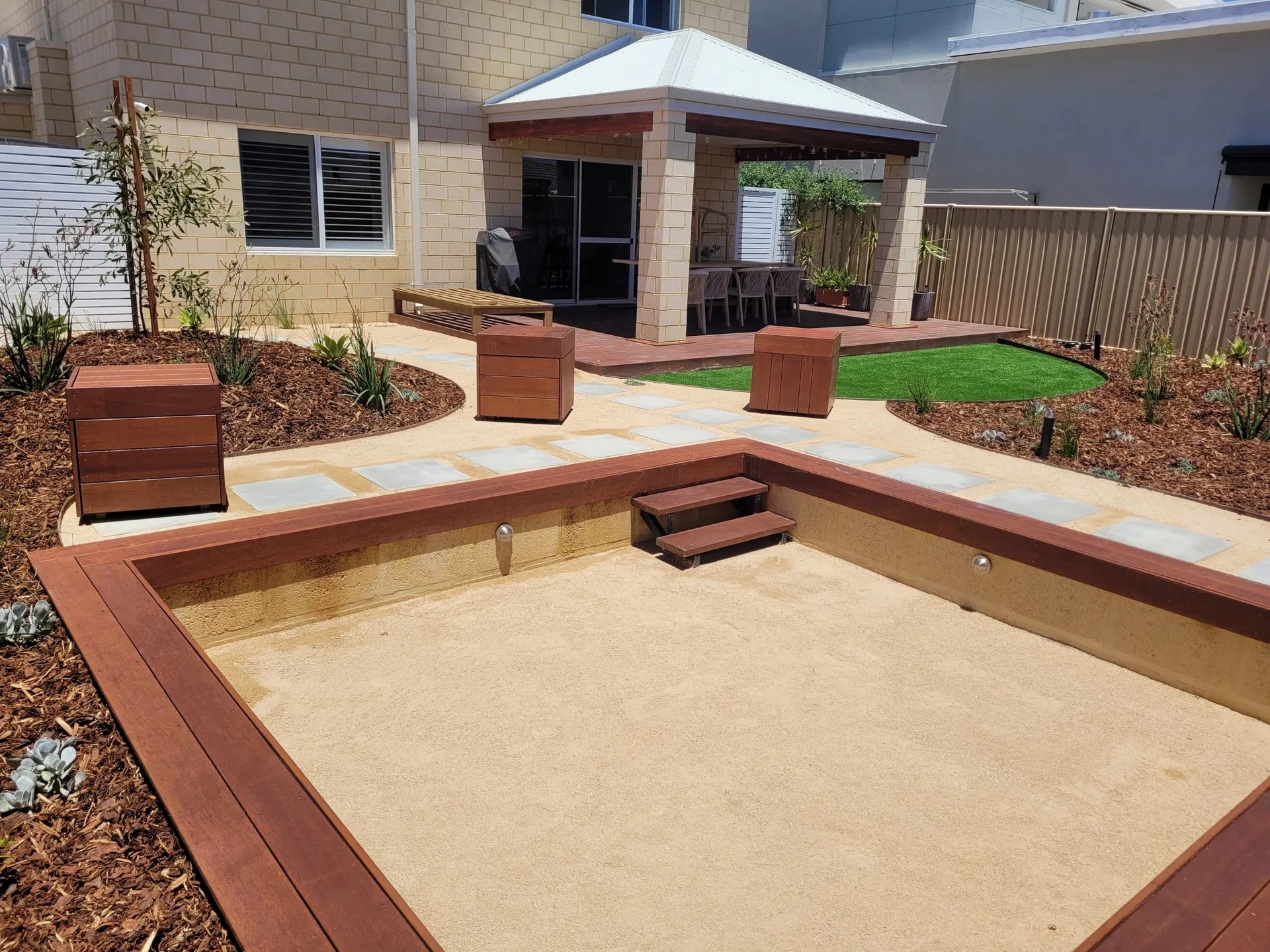 Wide view of the completed Beeliar landscape makeover by Perth Landscaping Experts.