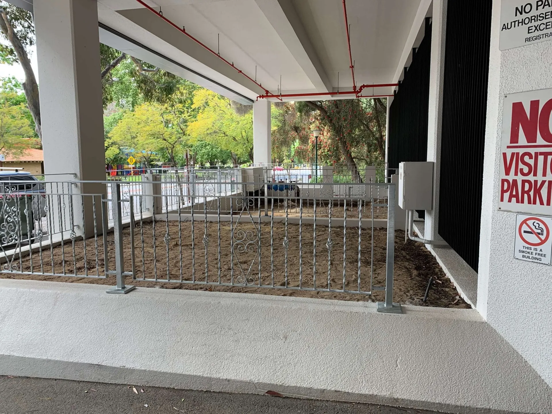 Outside view of the bare Hay Street site in Perth city before tropical garden installation.