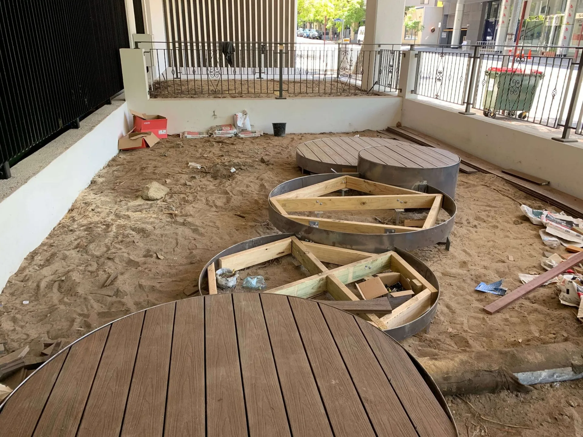 Soil and compost foundation laid for the tropical garden at the Hay Street Perth city project.