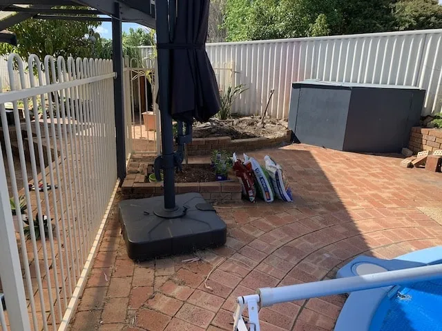 Original brick pool area in Leeming Perth before corten steel and concrete replaced the surrounds.