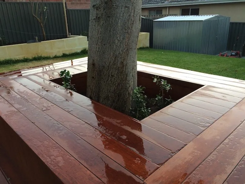 Custom timber decking installation in a Perth backyard
