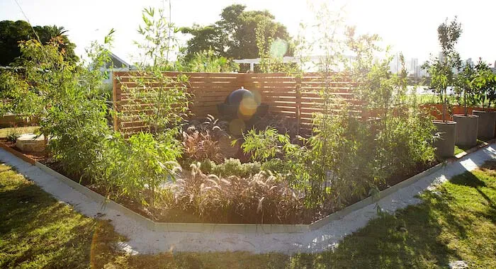 Four-in-one Perth Garden Show display showcasing Freo, Native, Urban and Meditative garden styles.
