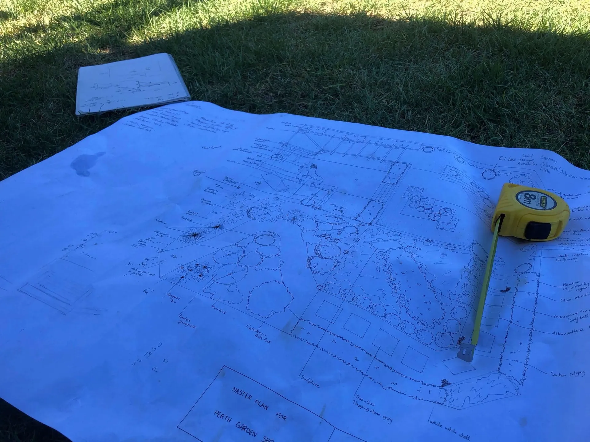 Perth Landscaping Experts team planning out the four-garden layout for the Perth Garden Show.