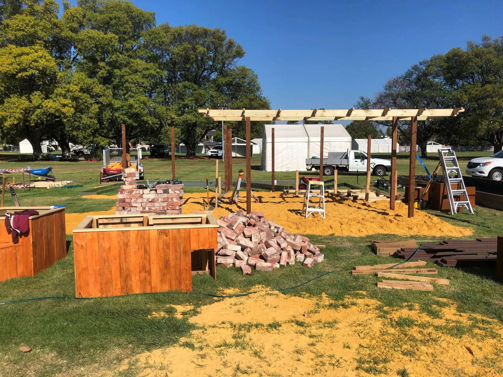 Plantscape coming together at the Perth Garden Show with mixed grasses, natives and feature foliage.