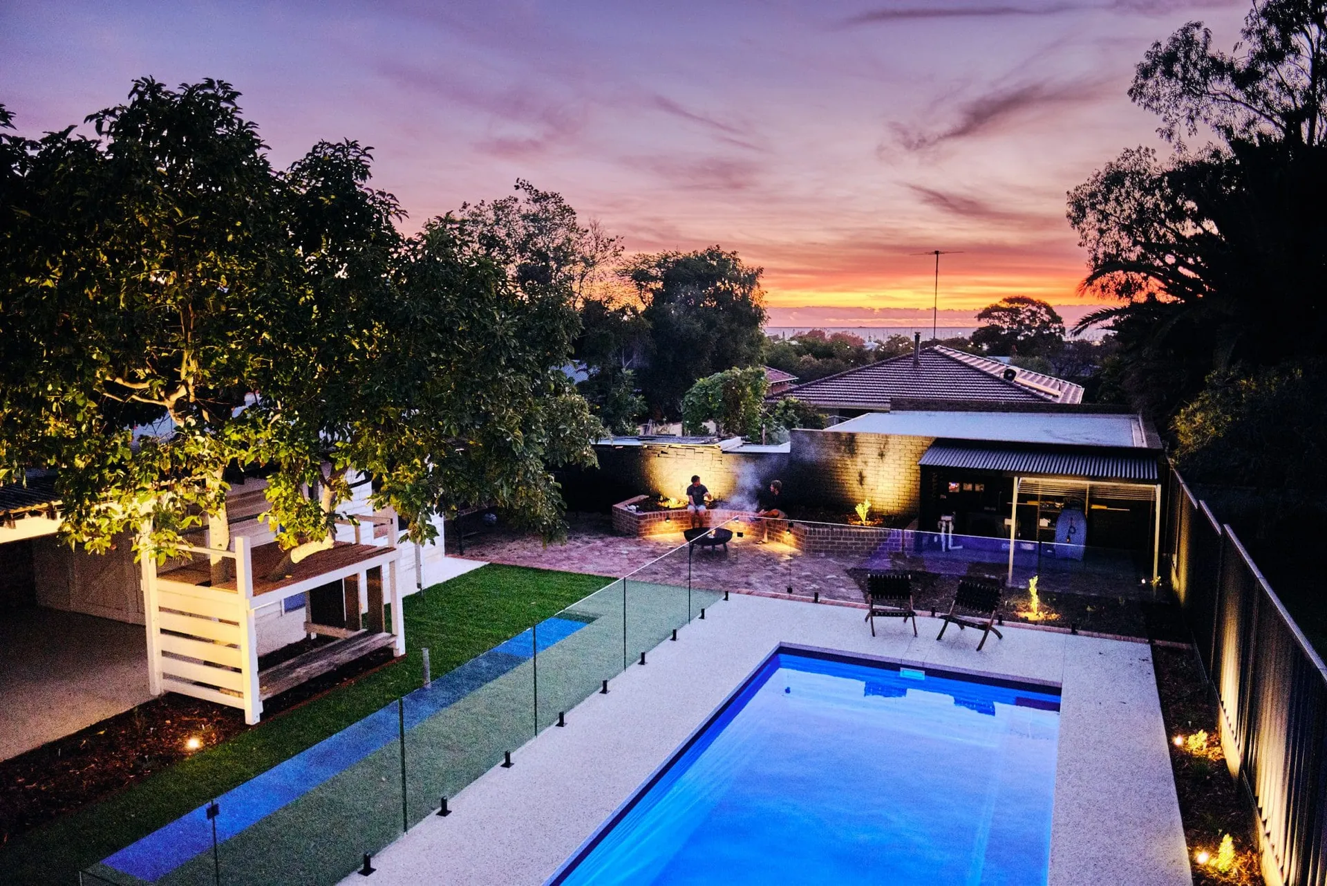Angled view of a completed Perth landscape construction project